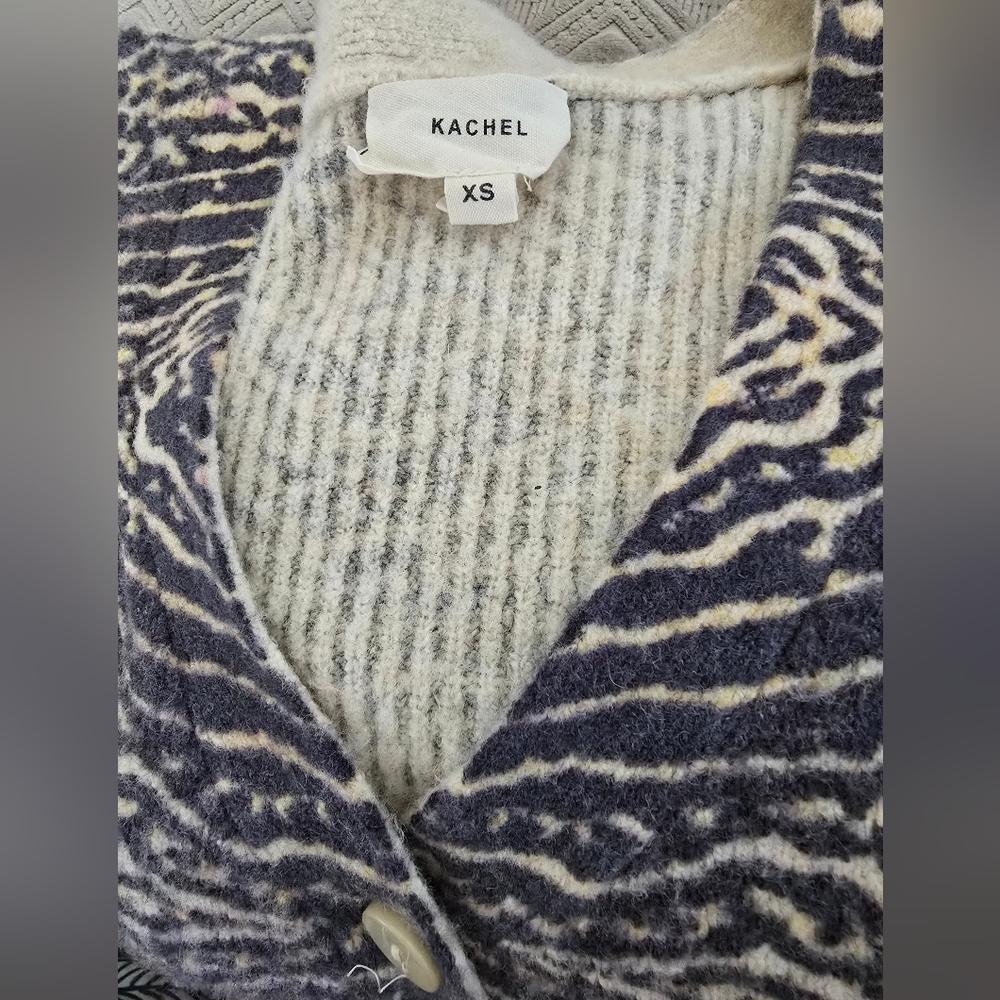 ANTHROPOLOGIE x Kachel Artistic Soft Wool Blend V Neck Cardigan Cocoa Brown XS - Picture 7 of 9
